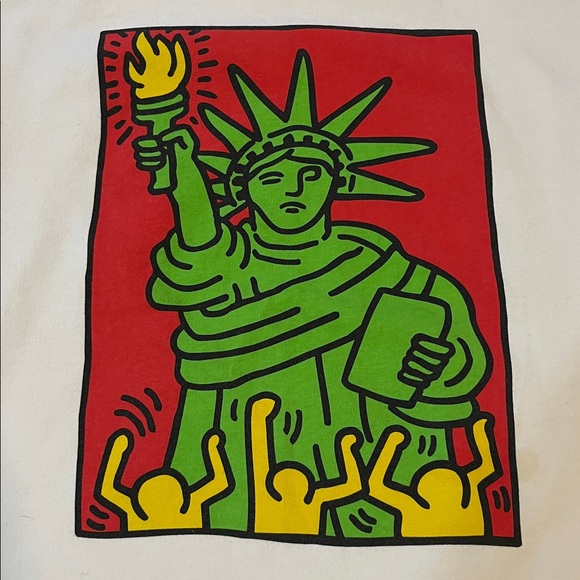 Vintage SPRZNY Keith Haring Statue Of Liberty Graphic SS Tee Men’s Size XL GUC - Picture 3 of 8